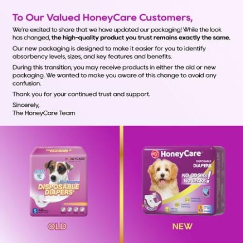 Honey Care All-Absorb A31 Disposable Female Dog Diapers Small Size, 40 Count, Super Absorbent