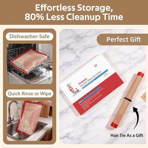 Non-slip Silicone Pastry Mat Extra Large Measurements 36''x 24'' Baking Mat