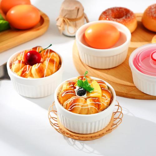 12 Pack White Ramekins 6 oz with Lids, Oven Safe Porcelain