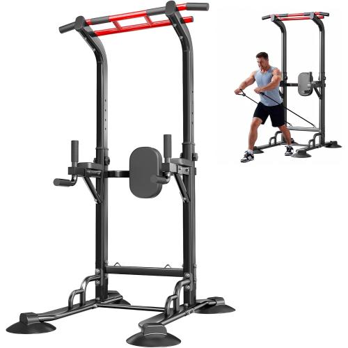 SogesPower Pull Up Bar Station Power Tower,12-Level Adjustable Multi-Function Pull Up Dip Station for Home Gym, Pull Up Bar Stand Dip Bar Strength Training Fitness Equipment