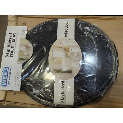Wees Bathroom Essentials Marbalized Toilet Seat Black and White