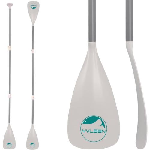 COLOR GREEN AND BLACK ‼️ YVLEEN SUP Paddle Board Paddle，Stand up Paddleboard Paddles Adjustable Aluminum 4-Piece Floating Kayak Paddle，Convertible Paddle G：4-Piece Paddle (White)