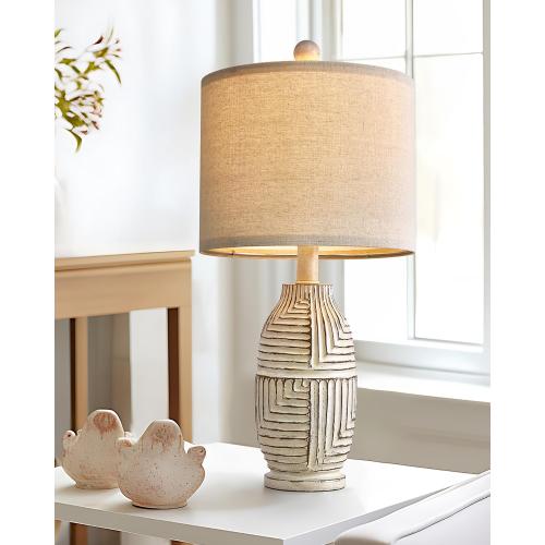 20.25 Farmhouse Single Resin Lamp for Bedroom Living Room Retro Rustic Vintage Small Boho Lamps Bedside Nightstand Light Home Office Desk Deco (White)