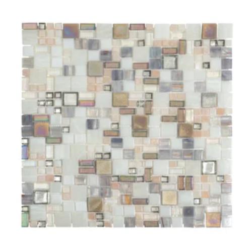 10pk Tile Majeste Brown Glossy Glass Patterned Multi-shaped Mosaic Floor and Wall Tile