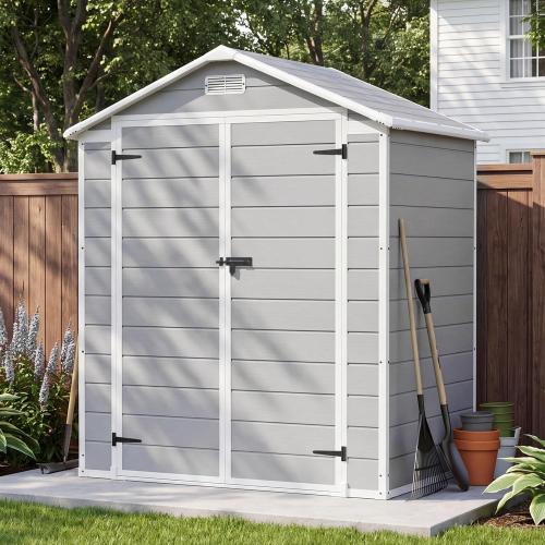 BLACK❗❗❗Patiowell 6x4 FT Plastic Outdoor Storage Shed with Floor,