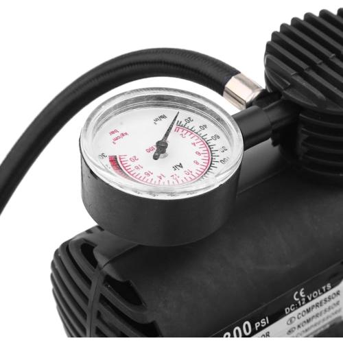 Portable Air Compressor Tire Inflator With Sports needle Nozzle adapter, ABS Black Electric Air Pump with 2.75 m/9ft Cable for Car and Motorcycle