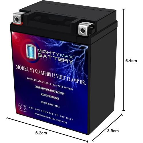 Mighty Max Battery YTX14AH 12V 12AH Battery for Polaris 500 Sportsman HO '96-'13