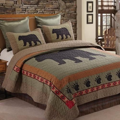 Regal Comfort Virah Bella Collection - Phyllis Dobbs - 3 Piece Bear and Paw Patchwork Cabin Lodge Quilt Set - Full/Queen Size