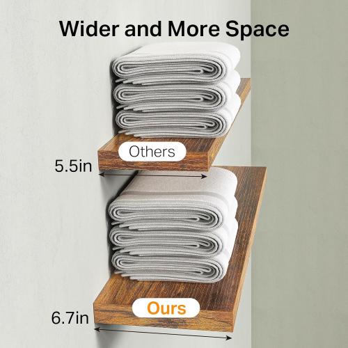 BAYKA Rustic Brown Bathroom Floating Shelves, 15.7in, 3Pk, Wall Mount Shelf