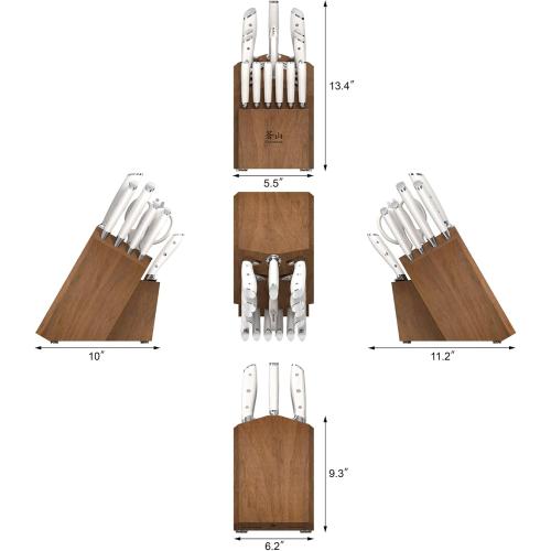 Cangshan Alps Series German Steel Forged 17-Piece Knife Block Set, Acacia (White)