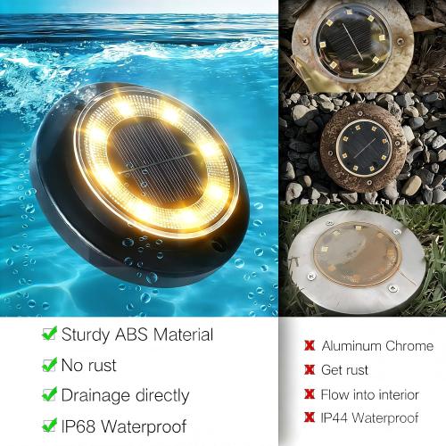 Solar Lights Outdoor Waterproof，Warm White 12 Pack 2-in-1 Ground Lights