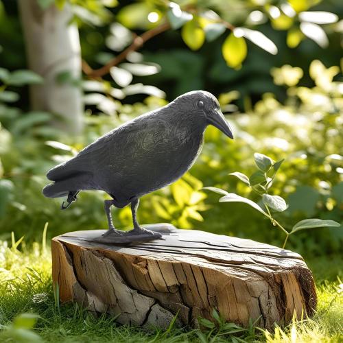 Realistic Crow Decoys, Life Sized Simulation Crow Statue Hunting Bait Decoys Black Crow Decoy Figuring,Flying Bird Props for Halloween Party Outdoor Garden Crow Decor (3PCS)