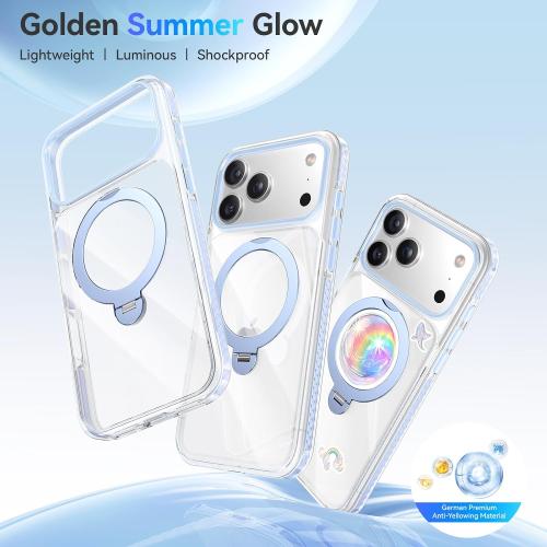 Summer Series 360 Spin Stand for iPhone 17 Pro Case (Compatible with MagSafe) [Military Drop Protection] Magnetic Clear Shockproof Protective for 17 Pro Phone Case 6.3'', Blue