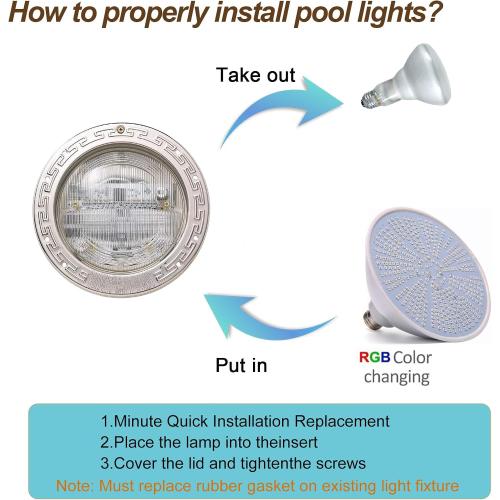 12V 50W LED Color Changing Pool Lights for Inground Pool, Swimming Pool Light Bulb with Remote,