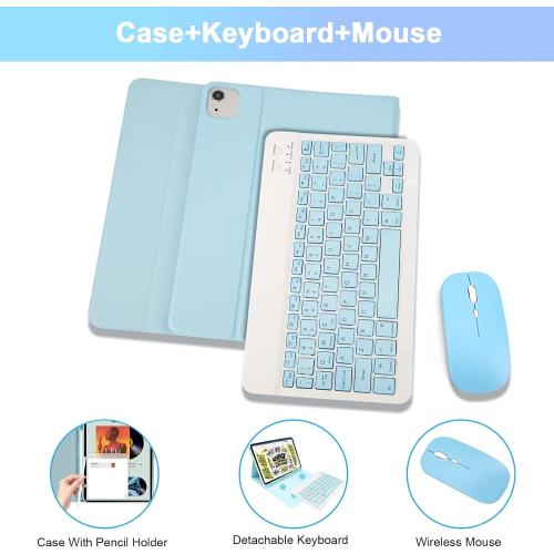 LAMA Wireless Keyboard Case with Mouse for iPad Air 4th/5th Generation & iPad Air 11 M3/M2 (2025/2024), Detachable Case with Keyboard with Pencil Holder for 11 inch iPad Pro (4th/3rd/2nd/1st Gen)