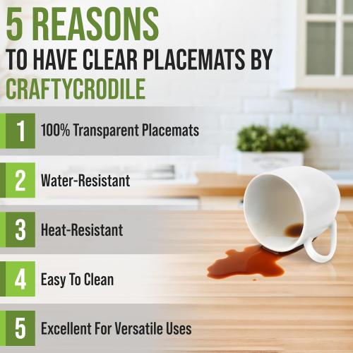 Clear Plastic Placemats Set of 16, 17.5x12 Transparent Vinyl Table Mats