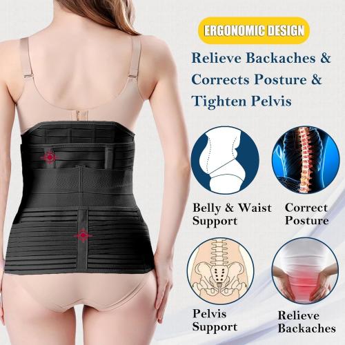 ChongErfei 3 in 1 Postpartum Belly Wrap Recovery Band Belt Abdominal Binder