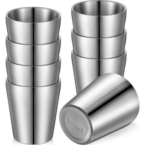 Mimorou 8 Pack Stainless Steel Insulated Cup 10 oz Metal Tumbler Silver