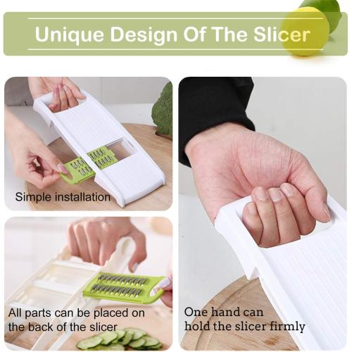 NACOLUS 5 in 1 Mandoline Slicer Vegetable Slicer Mandolin Multi Blade Potato Veggie Slicer Vegetable Cutter Julienne Shredder Potato Slicer Green