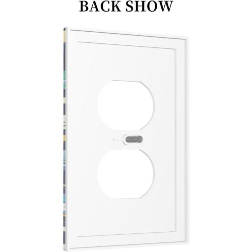 Decorative Outlet Covers Blue Space-themed Rocket Spaceship 1 Gang Duplex Light Switch Cover Plate Unique Wall Plates for Electrical Outlets Switch Plate Covers for Children's Room Decor