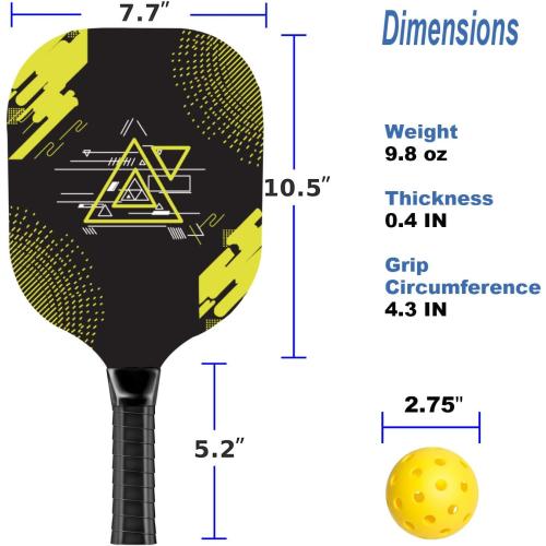 Pickleball Paddles Set of 4, Wood Pickleball Set with Comfort Grip | 4 Cooling Towels, 4 Pickleball Balls & Carry Bag. Cushion Grip Wood Paddle Set for Men, Women, Beginners