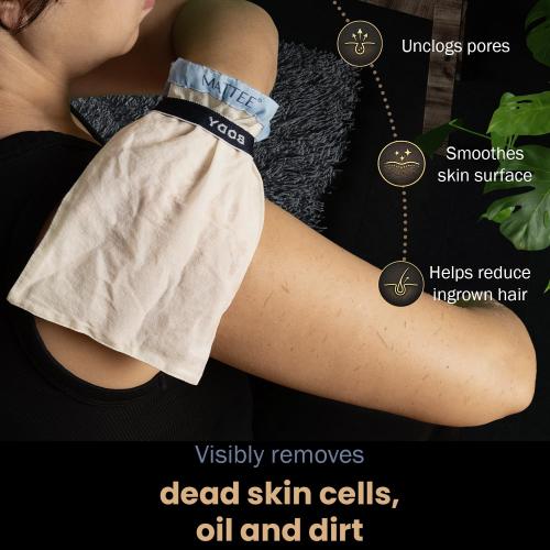 MATTEE Kessa Exfoliating Glove 2-Pack – Turkish Hammam Mitt for Dead Skin Removal, Smooth Skin & Self Tan Prep