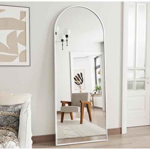 Arched Floor Mirror, 58 x 18 Full Length Mirror Wall Mirrors Hanging or Leaning Arched-Top Full Body Mirrors with Stand for Bedroom, Dressing Room, White