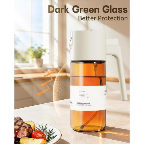 Olive Oil Sprayer & Dispenser Bottle for Cooking 17oz Dark Glass Oil Mister