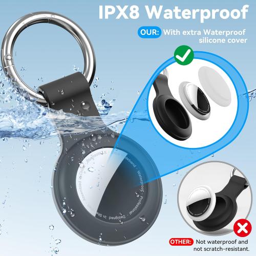 IPX8 Waterproof for AirTag Keychain Holder-4 Pack,with Soft Silicone Case