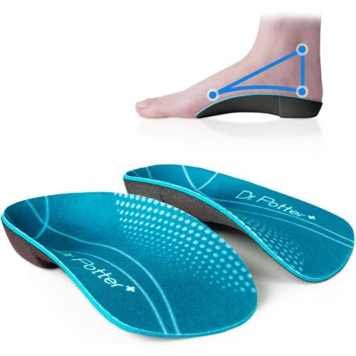 3/4 Orthotic Insoles, Shoe Inserts for Plantar Fasciitis Relief, High Arch Support Inserts for Flat Feet, Over-Pronation and Heel Pain (Large(Men's 9-11 / Women's 10-12))