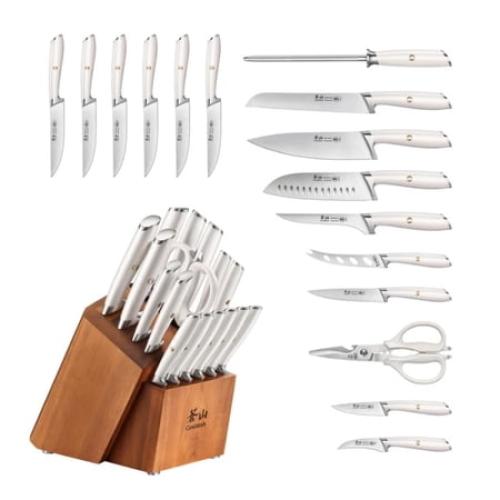 Cangshan L Series 17 Piece German Steel Forged Knife Set (White)‼️light dirt and incomplete‼️