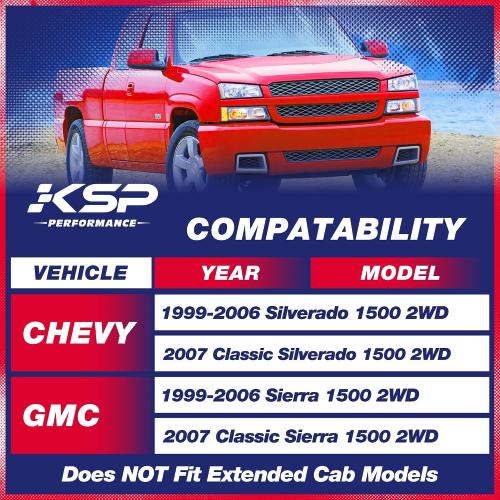 KSP 3 Leveling Lift Kits for Silverado 1500 1999-2006, 3inch Front Suspension Lift Kit Compatible With Ch-e-vy GMC Sierra 1500 2WD, 2pcs PU Coil Spring Spacer Raise 3in on Che/vro/let Truck Chassis
