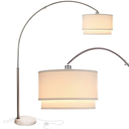 Brightech Mason Modern Marble Base Adjustable Arm Extendable (Includes LED Light Bulb) Floor Lamp Nickel