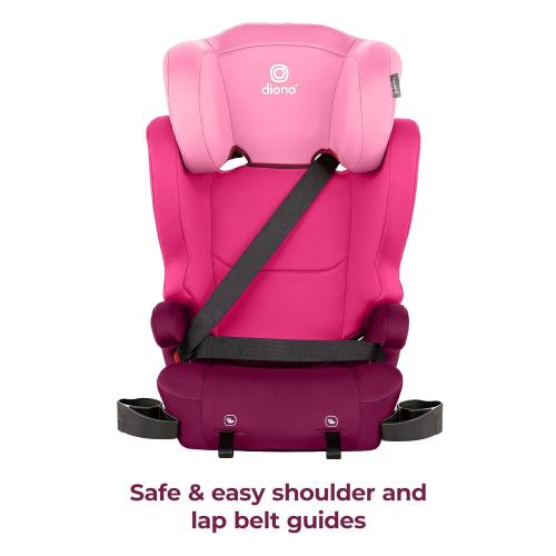 Diono Cambria LE, 2-in-1 Belt Positioning Booster Seat,Backless and High-Back Booster seat for Children from 40—120 lb,17 Wide,6 Headrest Positions,Lightweight with Latch,Pink