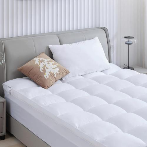 BDEUS Twin Mattress Topper, 1450 GSM Plush Pillow Top for Back Pain Relief, Quilted Fitted Mattress Protector with 8-21 Deep Pocket, Soft Mattress Pad Twin Size - 39x 75 White