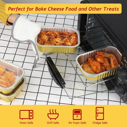 LNYZQUS 1LB Small Aluminum Foil Pans with PP Lids, for Freezer to Oven