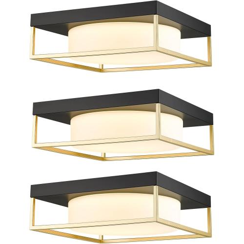 CALDION 3Pack Ceiling Light Fixture, 12 Inch 24W 950 Lumen LED Flush Mount Light Fixture, Dimmable 3000K, Square Ceiling Lamp for Bedroom, Kitchen, Hallway
