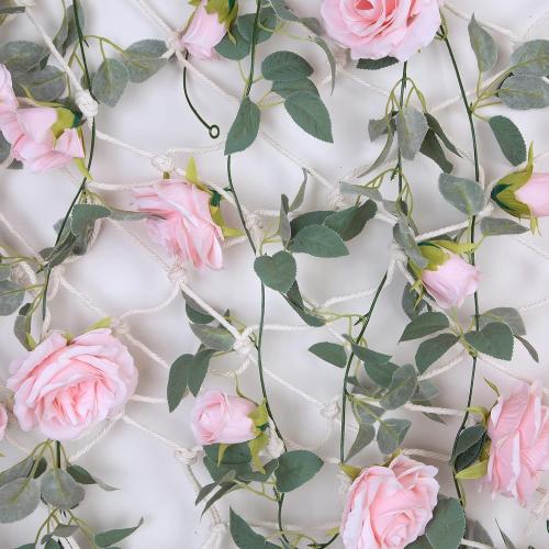 Artificial Rose Vine Fake Flower Garland Fake Silk Rose Hanging Vine for Wedding Party Background Arch Garden Background Decoration (Pink)