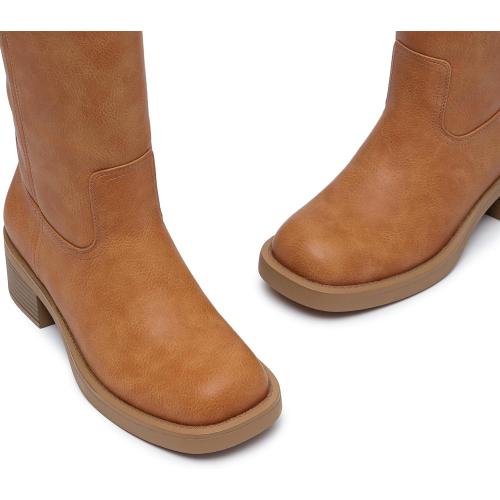 Size 8.5 Athlefit Knee High Boots Square Toe Ridng Chunky Tall Boots for Women