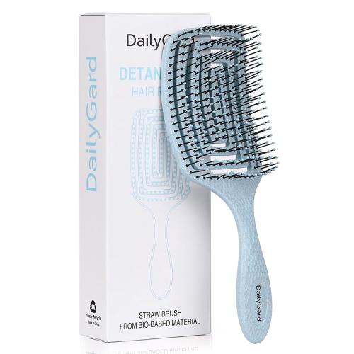 Detangling Brush, Dry and Wet Vented Detangler Hair Brush for Women and Men, Professional Paddle Curved Styling Hairbrush for Straight/Curly/Thick/Long/Wavy/Damaged Hair, Blue