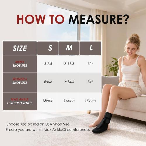 Plantar Fasciitis Night Splint Sock, Upgraded Achilles Tendonitis Brace with Massage Ball for Women & Men, Soft & Comfortable Foot Drop Night Splint for Morning Pain Relief, Small-Black