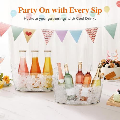 Lifewit 6.5L Plastic Ice Bucket for Parties with Handle & Scoop, 2 Pcs