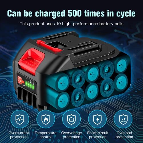 2 pcs Batteries Replacement for Makita, 4.0Ah 4000mAh battery for 18V 20V 21V power tools with a Battery Charger, Battery Compatible with Makita 18V tools,Leaf Blower,weed wacker,Chainsaw,Power washer