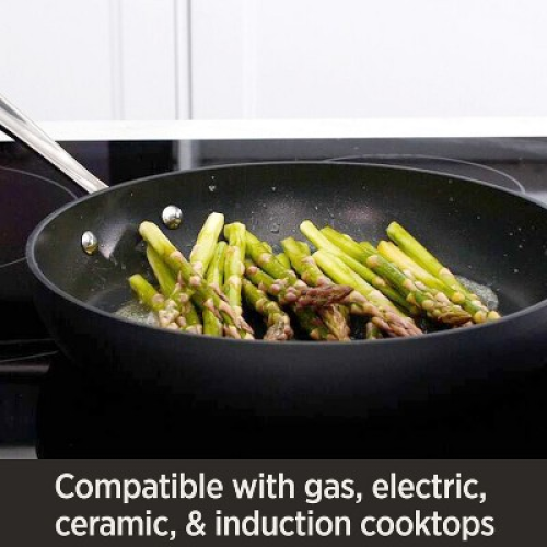All-Clad 12 Nonstick Chef's Pan with Lid, HA1 Hard Anodized Cookware, Black