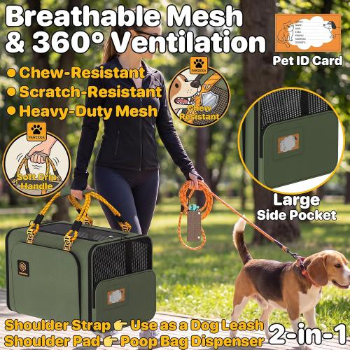 PAWZIDEA Expandable Large Pet Carrier, Soft-Sided 2–4 Cats Carrier Up 55lbs