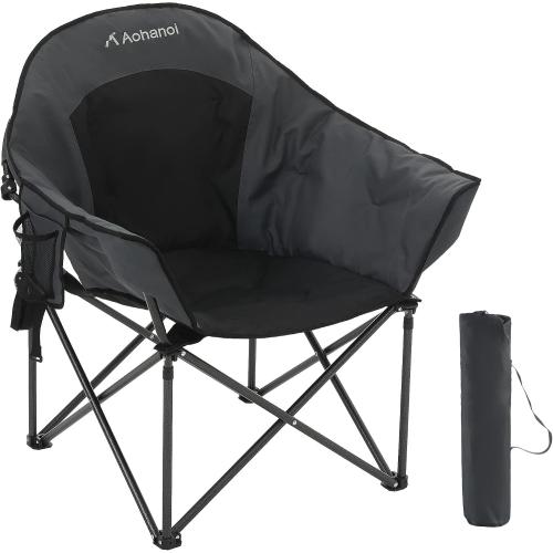 Oversized Camping Chairs, Camp Chairs, Camping Chairs for Heavy People, Padded Outdoor Folding Moon Chairs with Extra Wide Seats, Lawn Chairs Folding Supports up to 350lbs