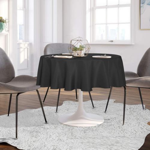 sancua Round Tablecloth 48 Inch Fits 20-36 Inch Tables, Black