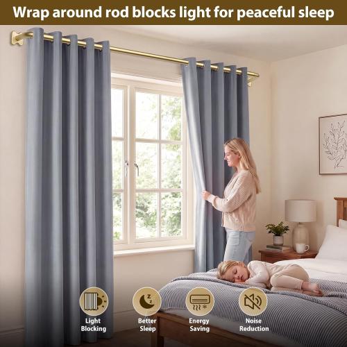 USFOOK Blackout Curtain Rod 32 to 58, Gold Window Treatment Rods