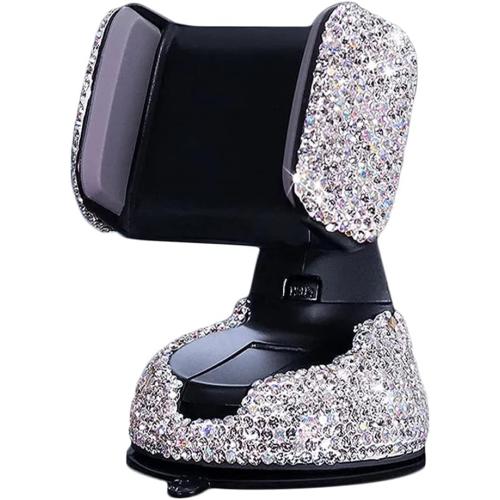 SUNCARACCL Bling Car Phone Holder with Suction Cup and Air Vent Clip