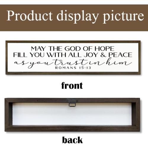 Bible Verse Signs, Inspirational Wall Art, Christian Home Decor for Living Room Bedroom, Romans 15:13 Scripture Sign, May the God of Hope Fill You Sign 17.8x4x1.2 inches